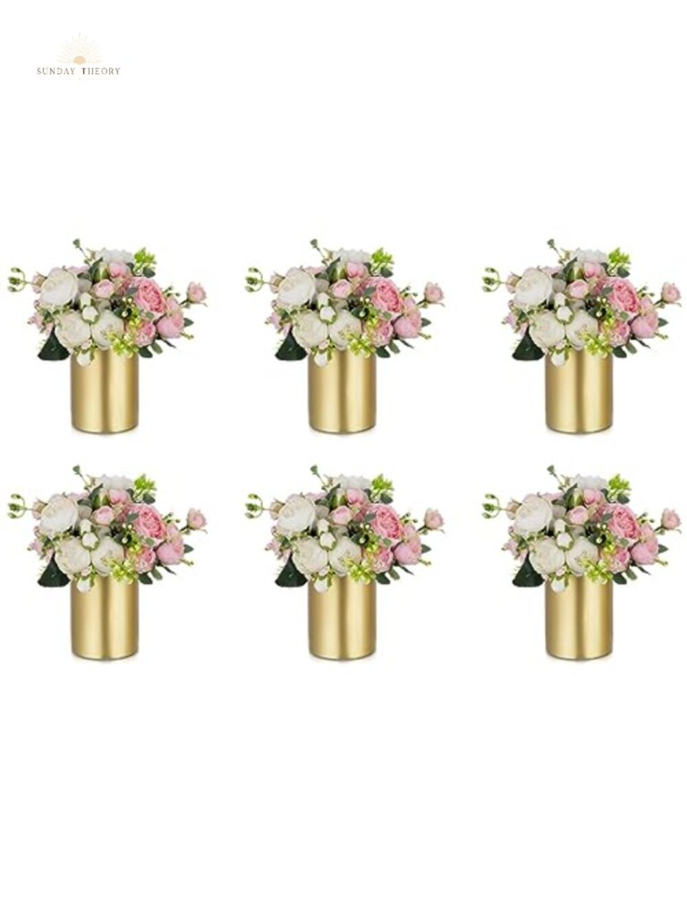 Metal Vases Set of 6 Wedding Centerpiece Tabletop Trumpet Floral Stands